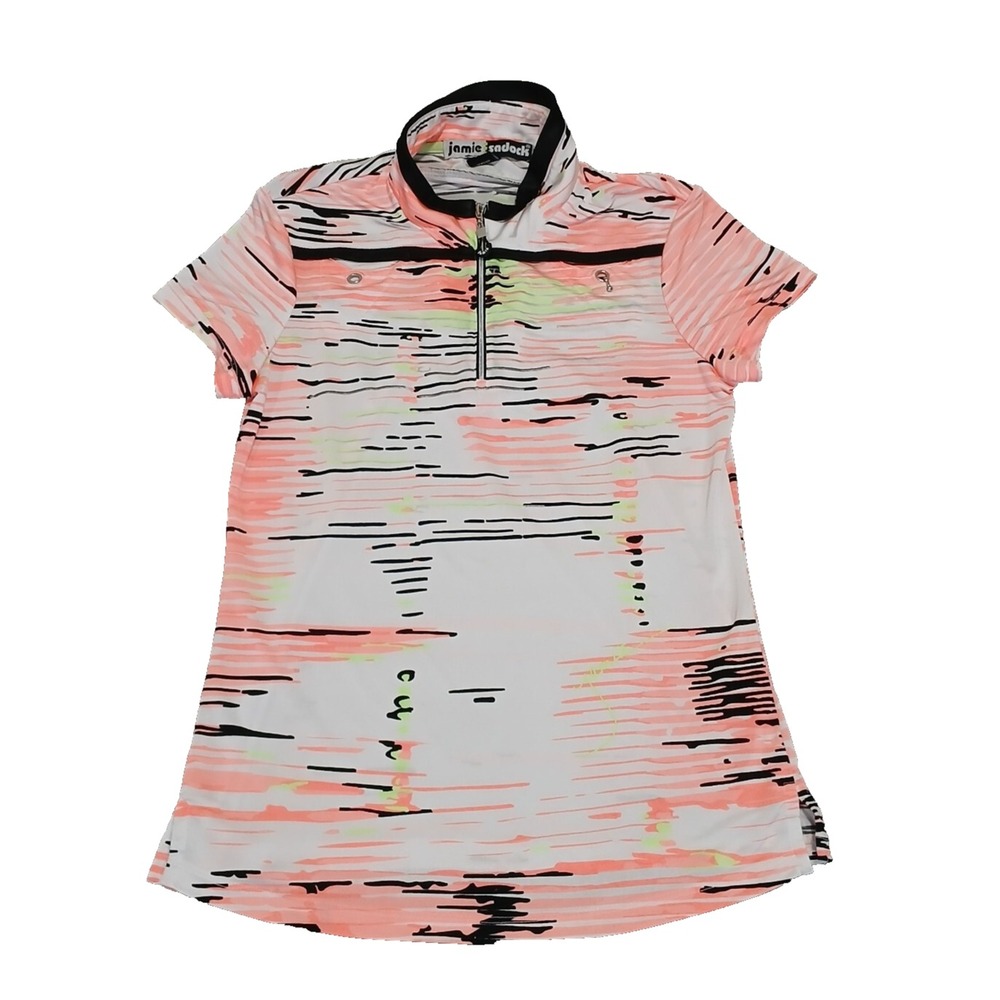 Jamie Sadock Women's Geometric Short Sleeve 1/4 Zip Golf‎ Shirt Size XS